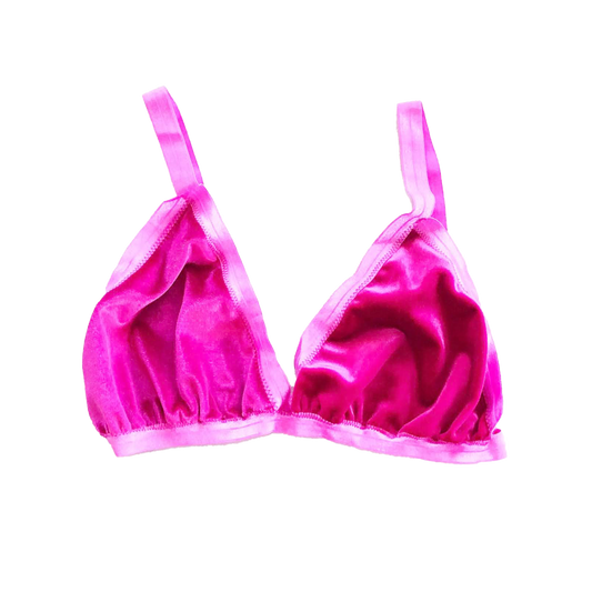 Magenta Velvet Triangle Bralette